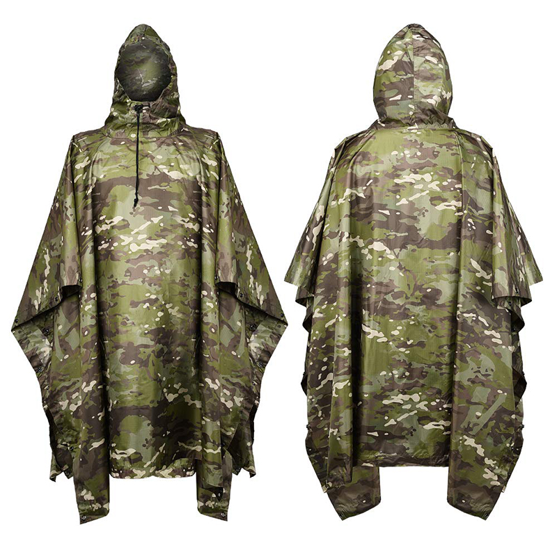 Fishing Rain Suit - เสื้อกันฝนลายพรางแบบยุทธวิธี PVC สำหรับกิจกรรมกลางแจ้ง ปั่นจักรยาน เดินป่า ล่าสัตว์