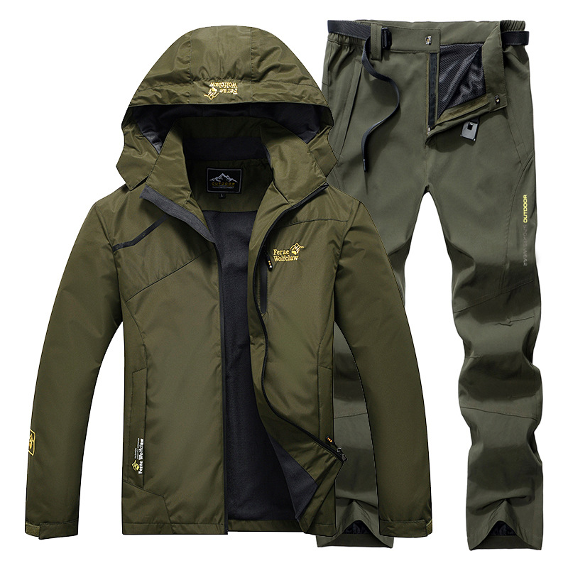 Fishing Rain Suit - ชุดตกปลากันน้ำระบายอากาศได้ดีทนทานเสื้อแจ็คเก็ตมีฮู้ดชุดตกปลาตกปลากลางแจ้งกางเกงกันลมเสื้อผ้าตกปลาผู้ชาย