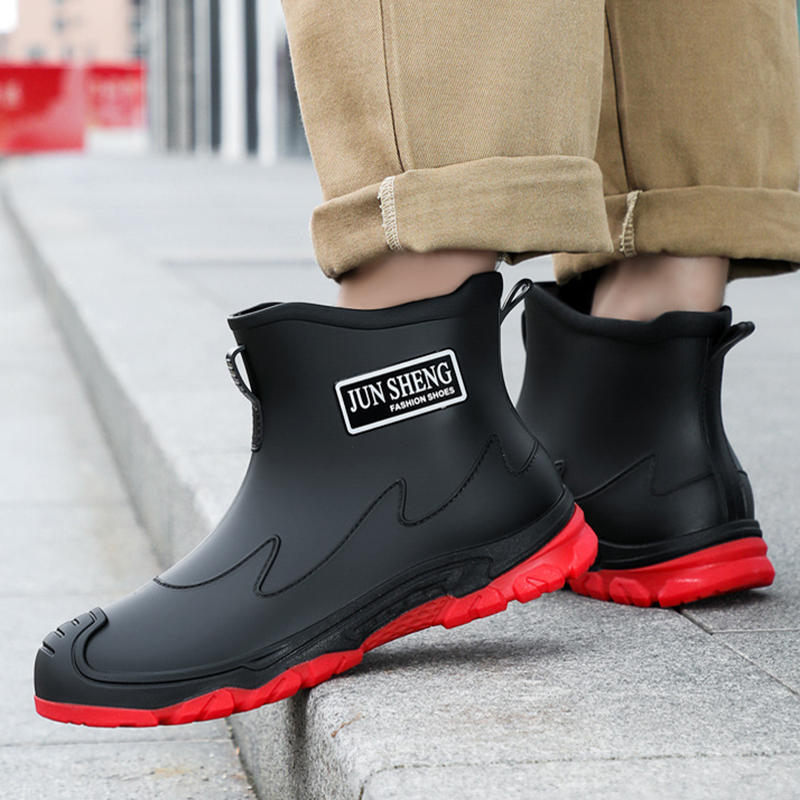Fishing Socks - รองเท้าบูทยางกันน้ำสำหรับผู้ชาย แบบสวม ไม่รั่วซึม แฟชั่น แบบสั้น หนา